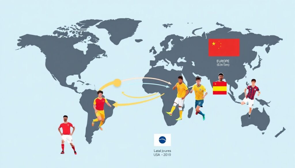 Трансферы: миграция игроков между лигами и континентами - иллюстрация